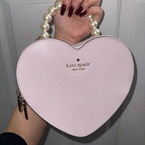 Kate Spade Light Pink Heart Mini Bag with Pearl Handle